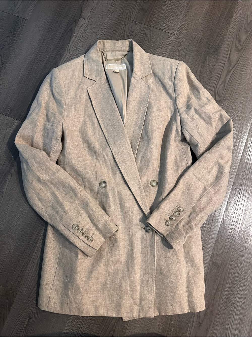 Michael kors linen Double-Breasted Beige Blazer Jacket